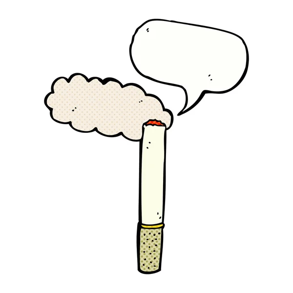 Cigarrillo de dibujos animados con burbuja de habla — Vector de stock