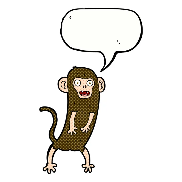 Mono loco de dibujos animados con burbuja de habla — Vector de stock
