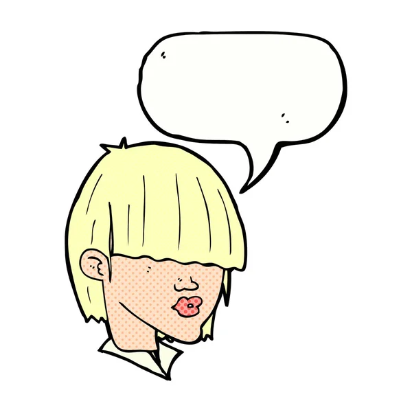 Corte de pelo de moda de dibujos animados con burbuja del habla — Vector de stock