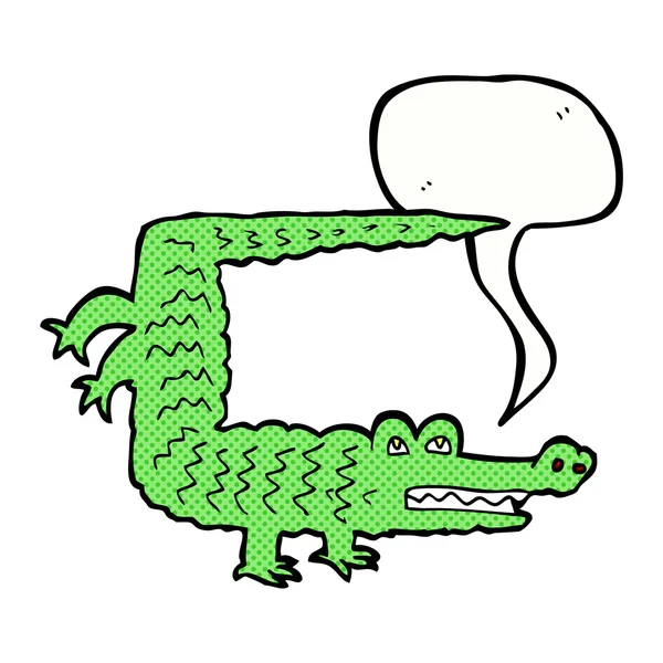 Crocodile de dessin animé avec bulle de parole — Image vectorielle