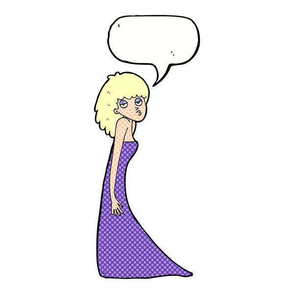 Γελοιογραφία γυναίκα τράβηγμα φωτογραφία προσώπου με το συννεφάκι λόγου — Διανυσματικό Αρχείο