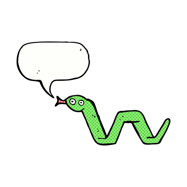 Rolig tecknad orm med tal bubbla — Stock vektor