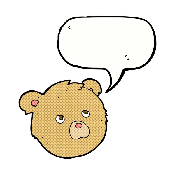 Dessin animé visage d'ours en peluche avec bulle de parole — Image vectorielle