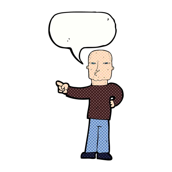 Cartoon wijzende man met spraakbel — Stockvector