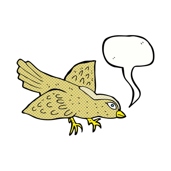 Pájaro de dibujos animados con burbuja del habla — Vector de stock