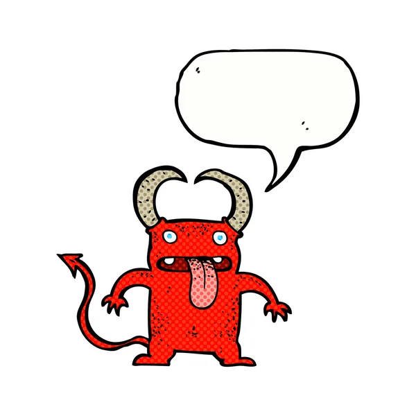 Cartoon kleine duivel met spraakbel — Stockvector