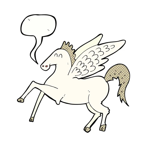 Pegasus desenhos animados com bolha de fala —  Vetores de Stock