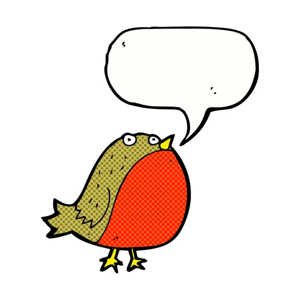 Konuşma balonlu çizgi robin — Stok Vektör