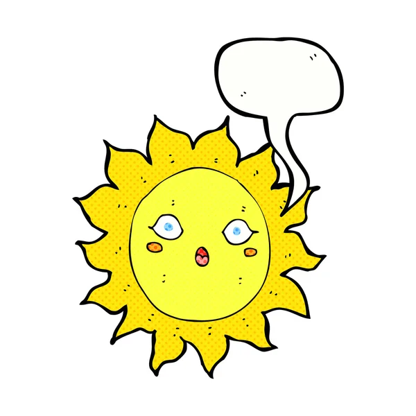 Dibujos animados sol con burbuja del habla — Vector de stock