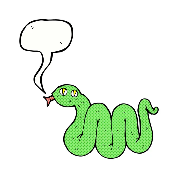 Смешная мультяшная змея с пузырьком речи — стоковый вектор