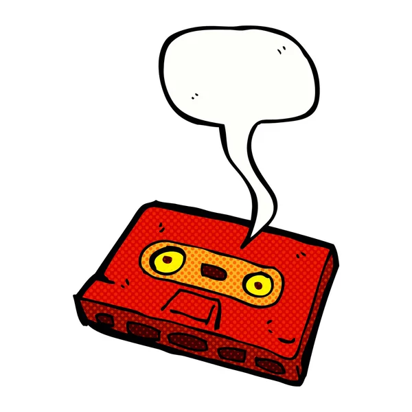 Cartoon cassette tape met spraakbel — Stockvector