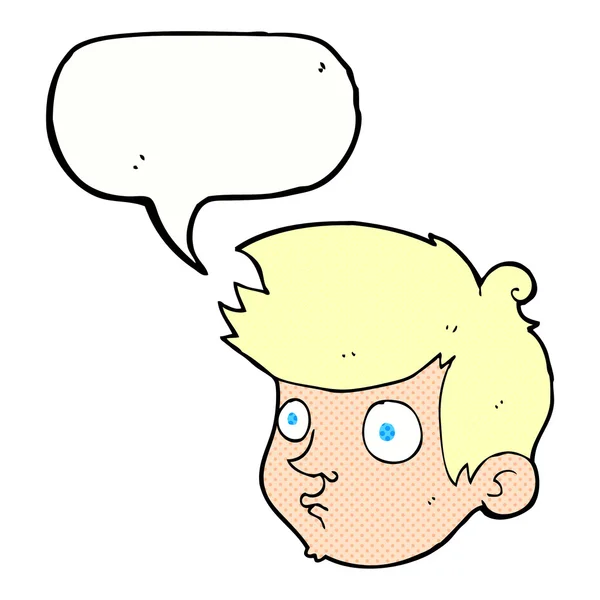 Karikatur starrt Junge mit Sprechblase an — Stockvektor