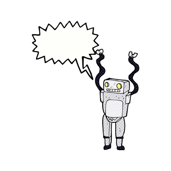 Cartoon lustiger Roboter mit Sprechblase — Stockvektor