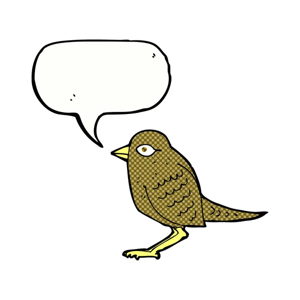 Dibujos animados jardín pájaro con burbuja del habla — Vector de stock