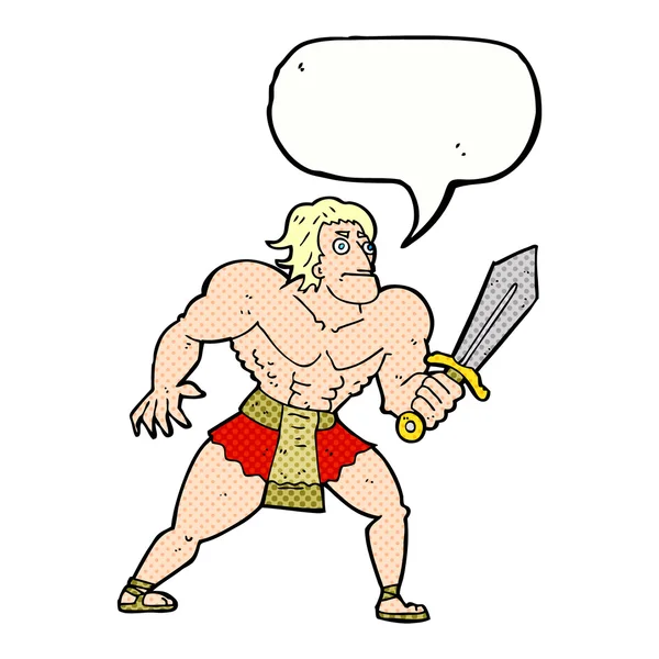 Cartoon fantasia herói homem com bolha de fala —  Vetores de Stock