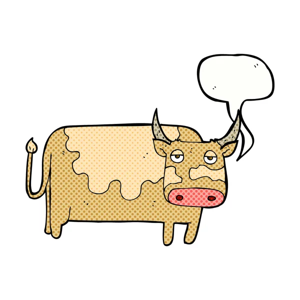 Vaca de dibujos animados con burbuja de habla — Vector de stock