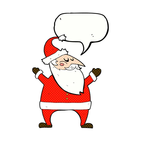 Cartone animato Babbo Natale con bolla discorso — Vettoriale Stock