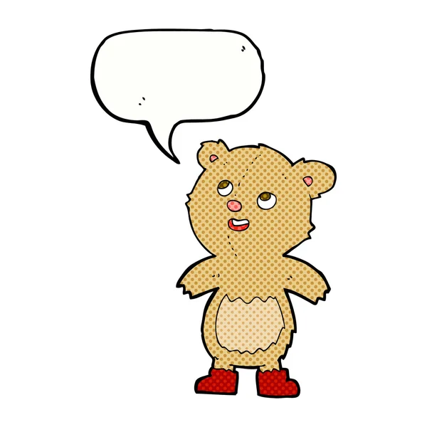 Oso de peluche de dibujos animados con burbuja de habla — Vector de stock