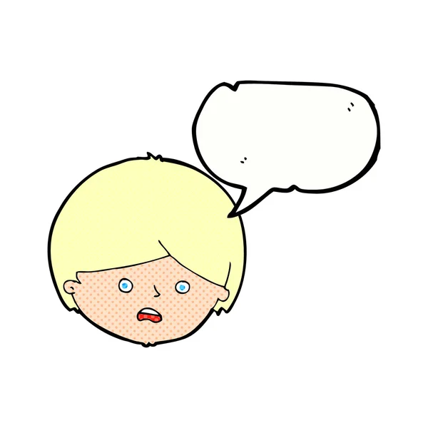 Karikatur unglücklicher Junge mit Sprechblase — Stockvektor