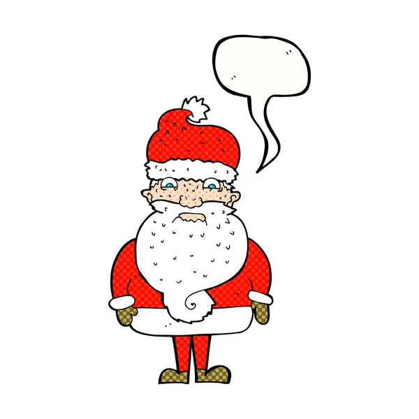 Cartoon grumpy santa claus with speech bubble — Stock Vector