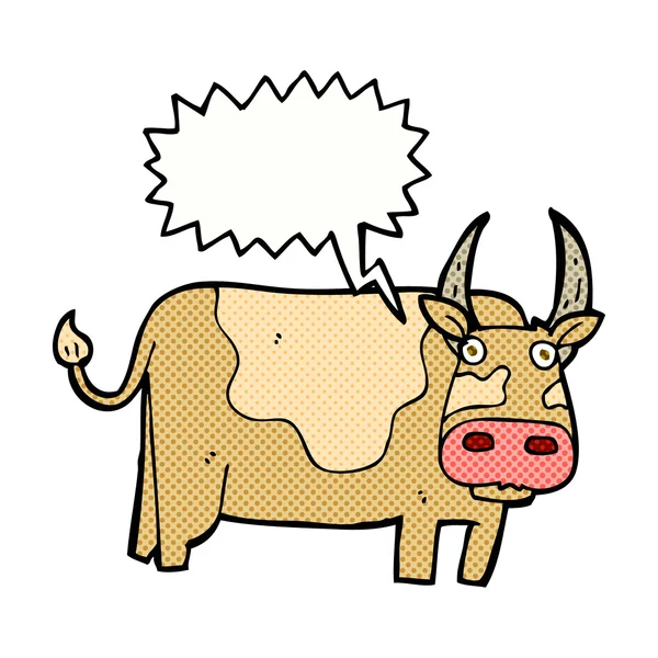 Toro de dibujos animados con burbuja de habla — Vector de stock