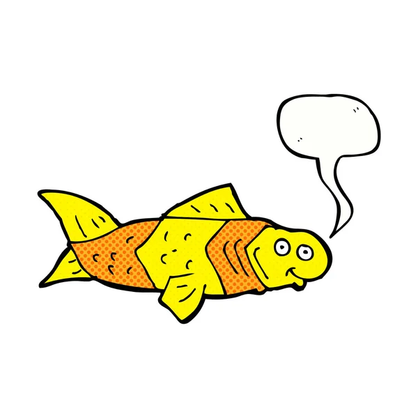 Tecknad rolig fisk med pratbubbla — Stock vektor
