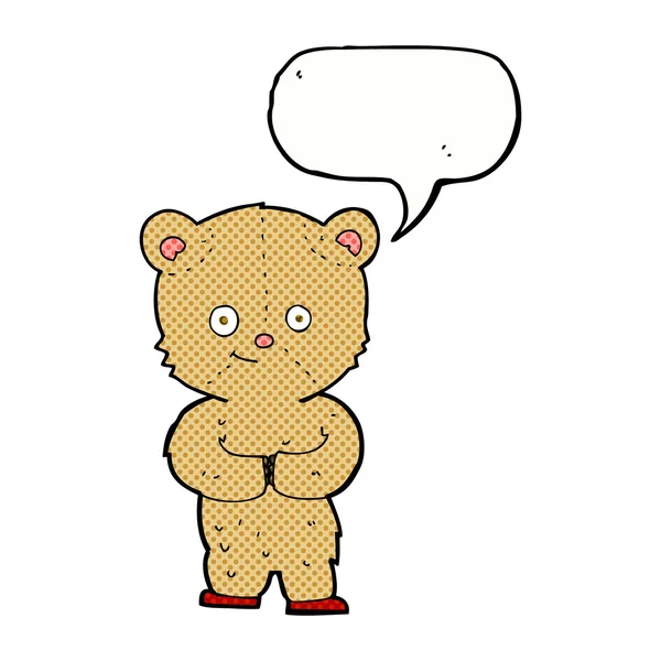 Oso de peluche de dibujos animados con burbuja de habla — Vector de stock