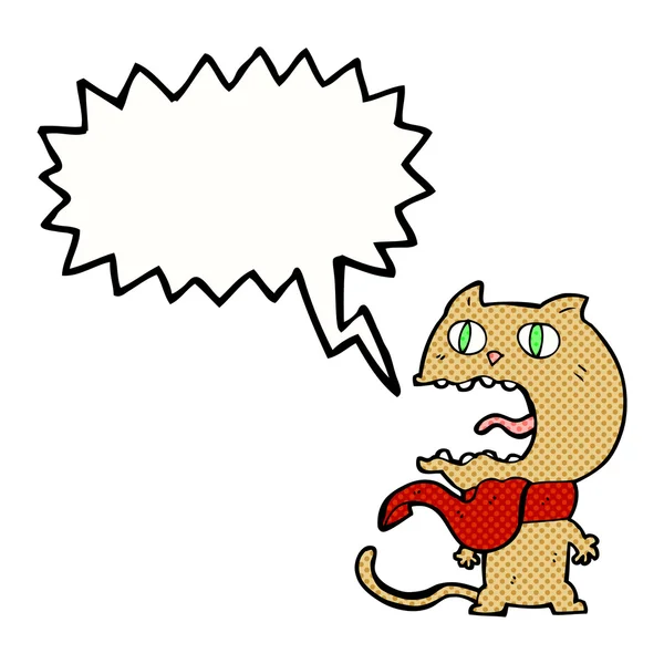 Cartoon frightened cat with speech bubble — Stock Vector