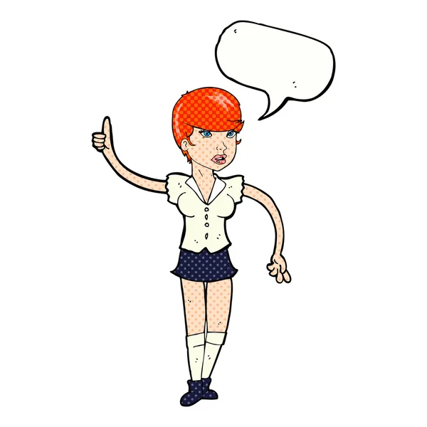 Mooi meisje cartoon vraag met tekstballon — Stockvector