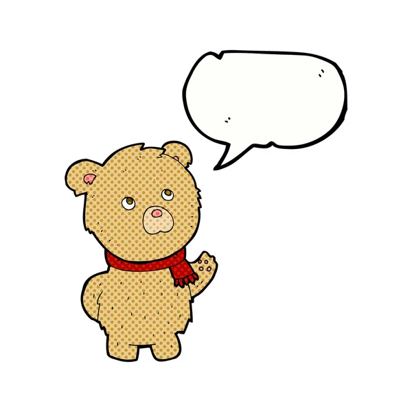 Мультяшний плюшевий ведмідь з бульбашкою мовлення — стоковий вектор