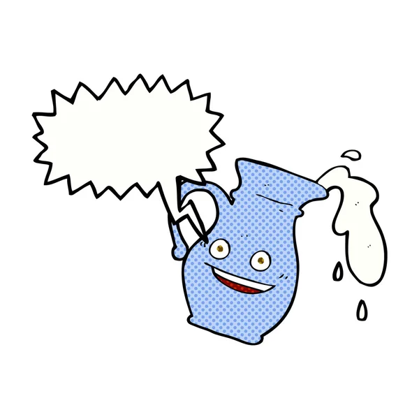 Jarro de leite de desenhos animados com bolha de fala — Vetor de Stock