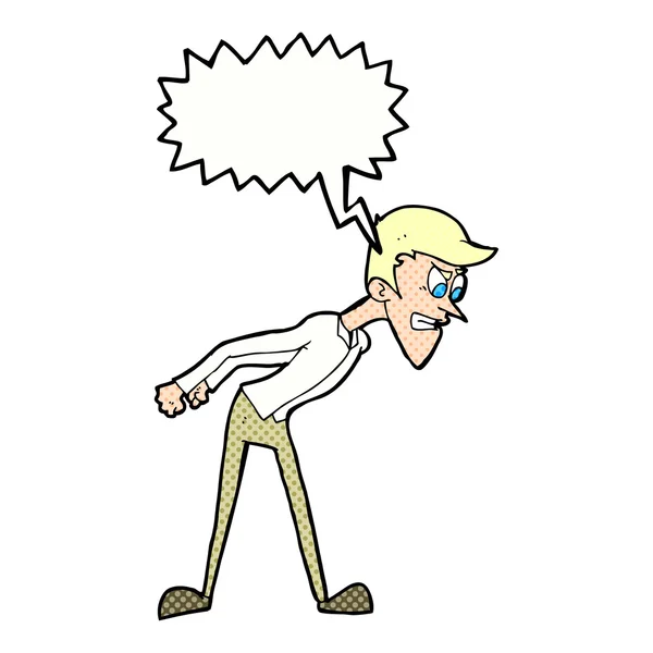 Cartoon angry man with speech bubble — Stock Vector