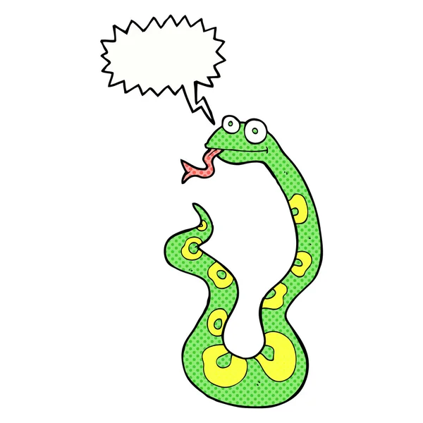Zeichentrickschlange mit Sprechblase — Stockvektor