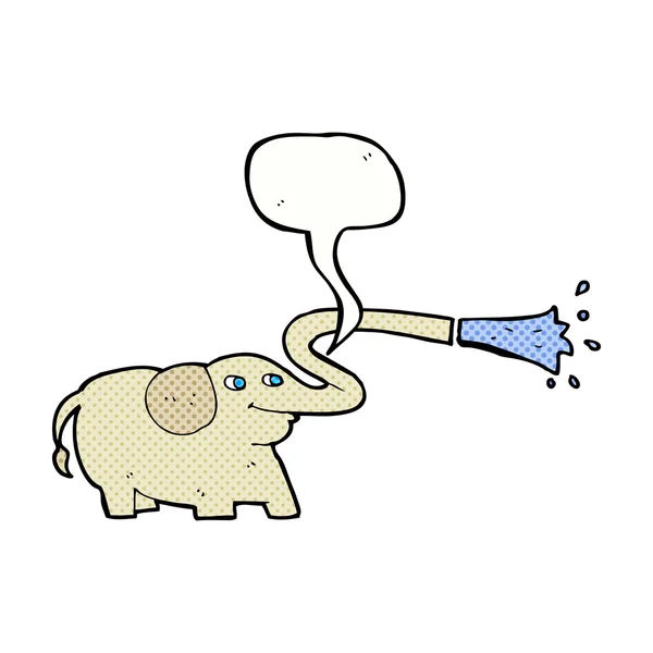 Caricature éléphant éjacule d'eau avec bulle de parole — Image vectorielle