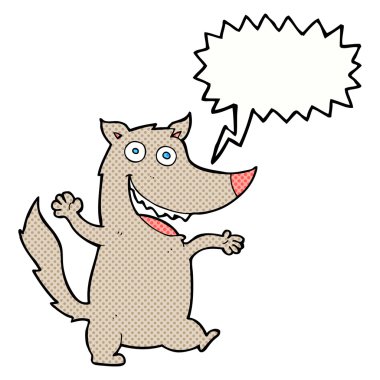 çizgi film mutlu kurt konuşma balonu ile