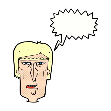 Konuşma baloncuğu ile kızgın surat karikatürü