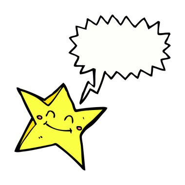 Konuşma balonlu mutlu yıldız karakteri