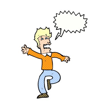 Çizgi filmci konuşma baloncuğuyla panikliyor.