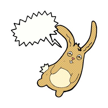 Konuşma balonlu komik çizgi film tavşanı