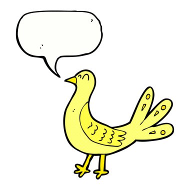 Konuşma baloncuklu çizgi film kuşu