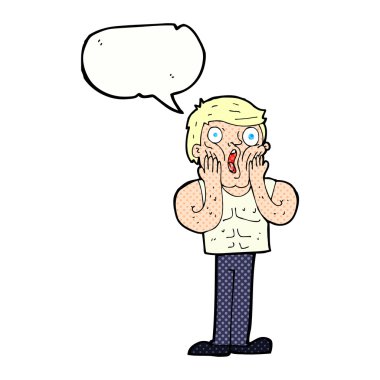 karikatür şok edici konuşma balonuyla jimnastikçi