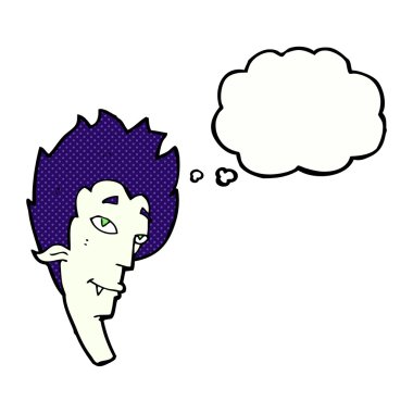 Konuşma balonlu bir vampir kafası.