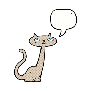 Karikatür kedi ile konuşma balonu
