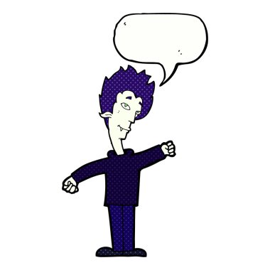 Konuşma baloncuğu olan bir vampir.