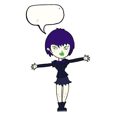 Konuşma baloncuğu olan vampir kız.