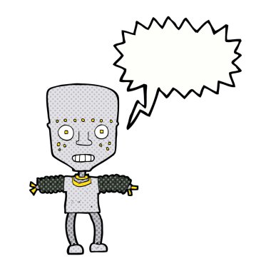 Konuşma baloncuklu çizgi film robotu