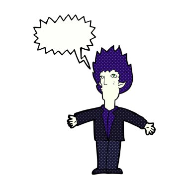 Konuşma balonu olan çizgi film vampiri.