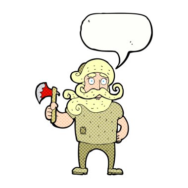 baltalı bir oduncu konuşma balonuyla