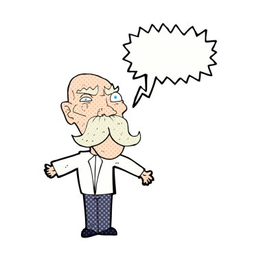 karikatür kızgın yaşlı adam konuşma baloncuğu ile