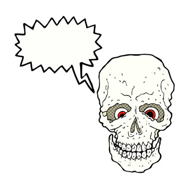 Konuşma baloncuklu garip kafatası